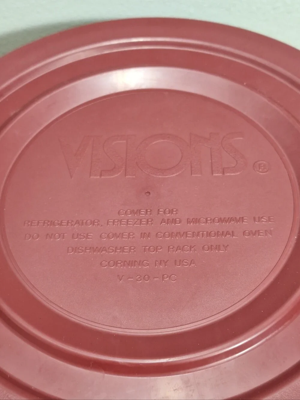 Vtg Vision Ware Cranberry 24oz Casserole Dish V-30-B With Plastic Corning Lid